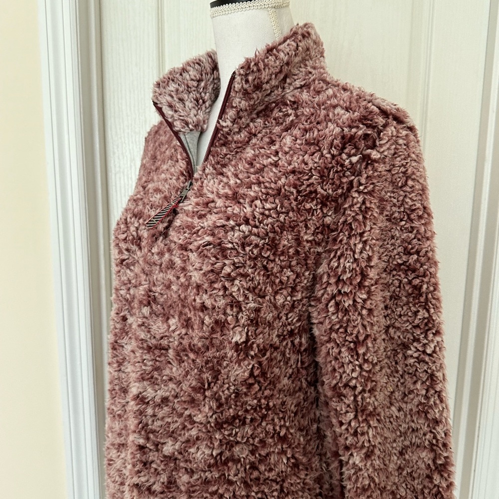 Weatherproof Vintage Ladies Frosty Tipped Sherpa 1/4 Zip Sweater Red, Sz S/CH - Picture 4 of 14